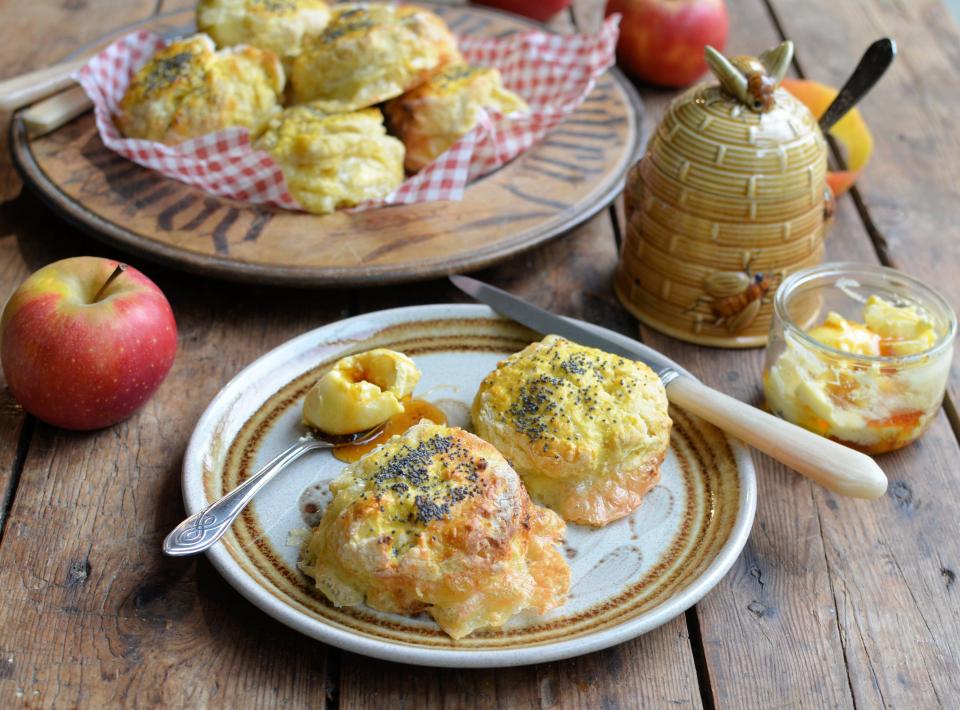 Camembert and apple scones