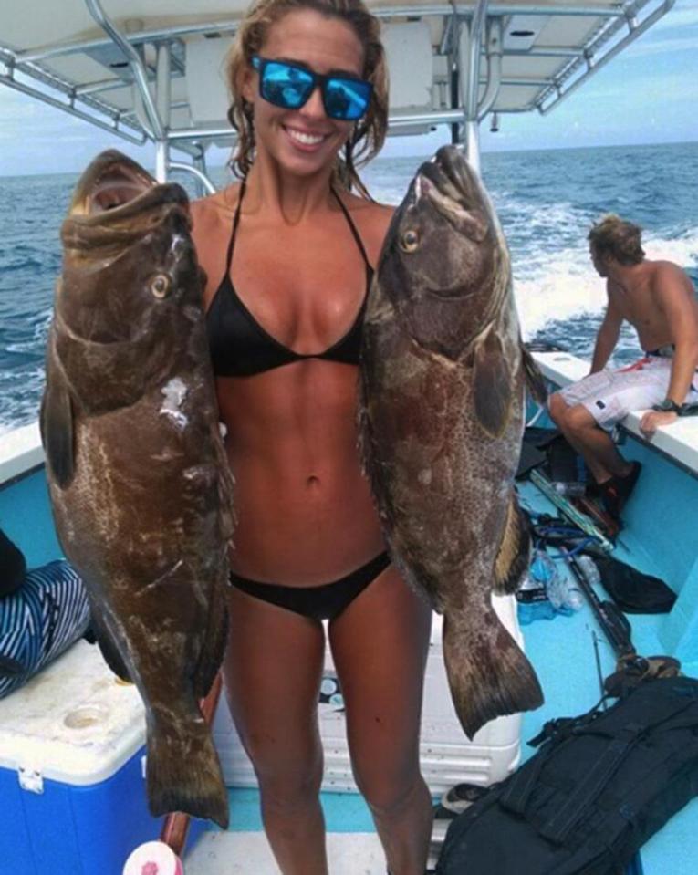  Cheyenne, pictured with a big catch, says she wants to hold several world records in spearfishing