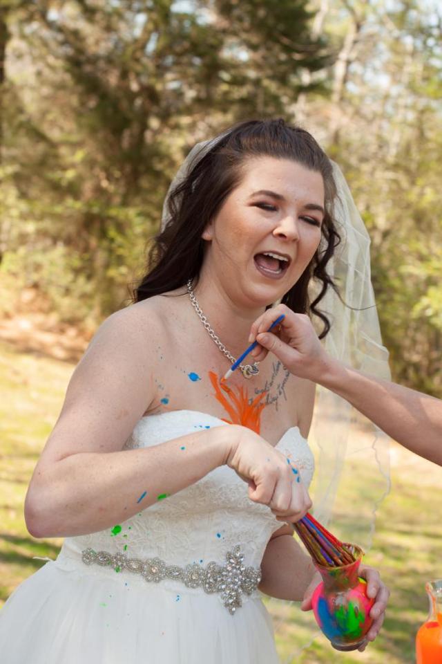  Jen's friends had plenty of fun wrecking her dress at the party at the Clinton Nature Preserve