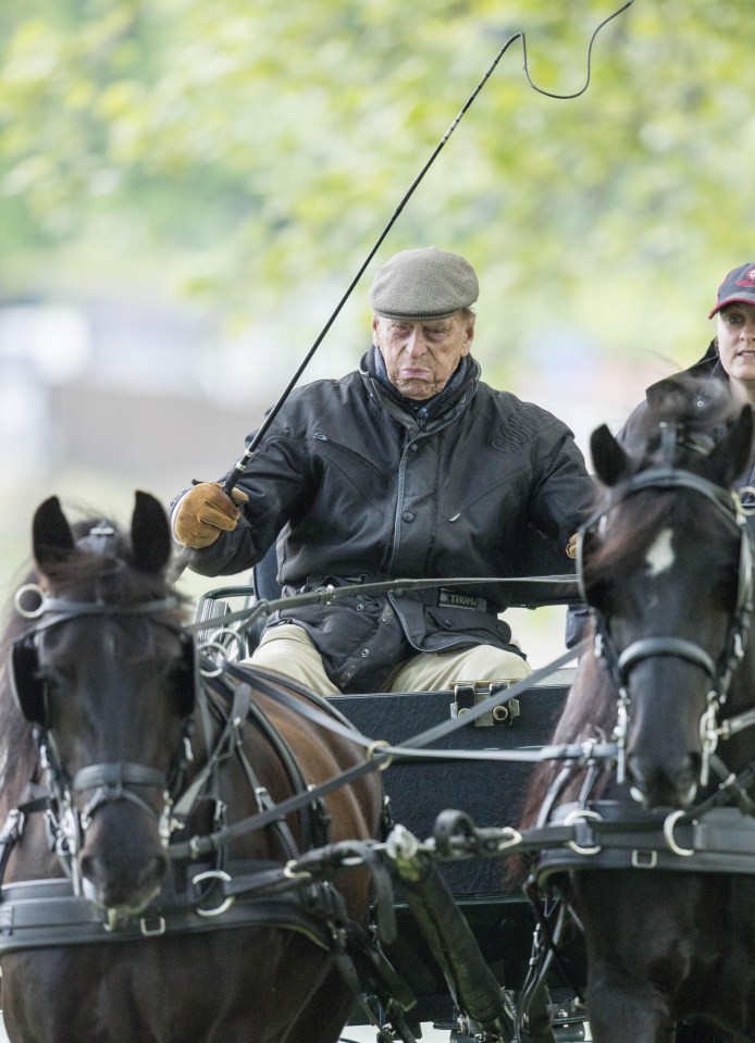 Prince Philip took charge of a carriage that was pulled by two horses