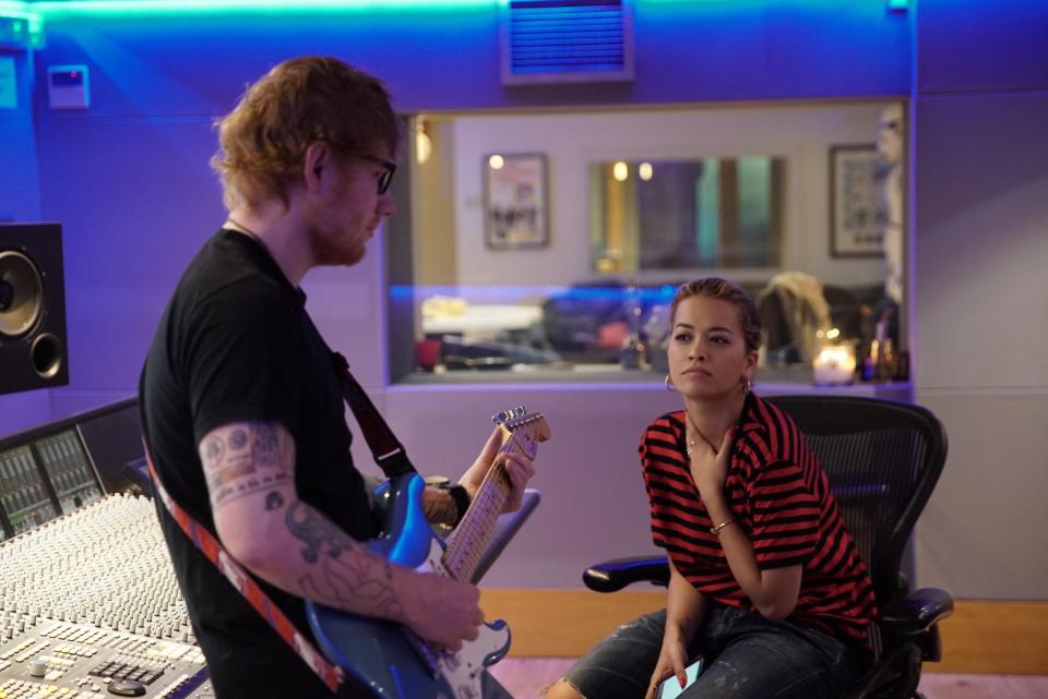  Ed Sheeran and Rita Ora working together in the studio ahead of single launch