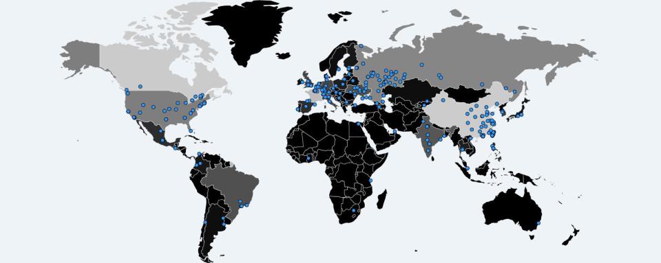 The expert also created this map showing the spread of the attack as the virus infected computers in 99 countries