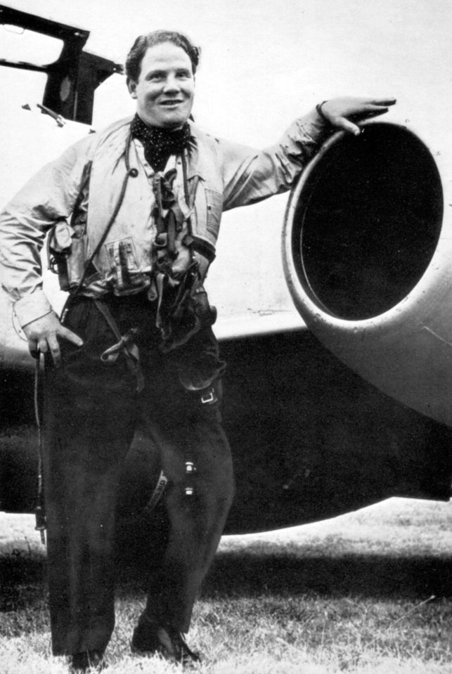  Colin poses next to the engine of a Gloster Meteor jet fighter in the summer of 1951