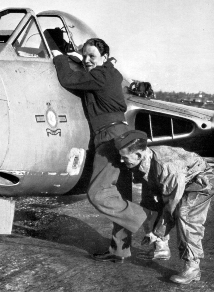  Colin remained a pilot after the end of the Second World War - being helped into a de Havilland Vampire during the Korean crisis of 1950