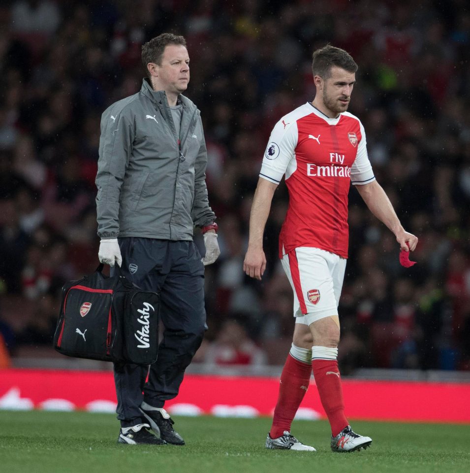  Aaron Ramsey limped off with a hamstring injury midway through the second half