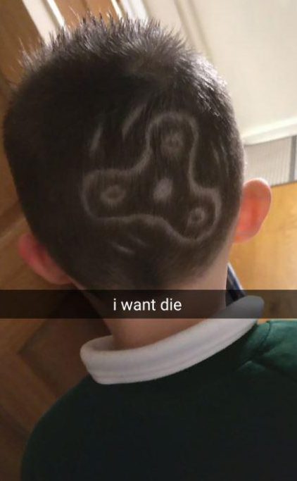  One took his obsession of Fidget spinners to a whole other level by having an outline of the gadget shaved into his head