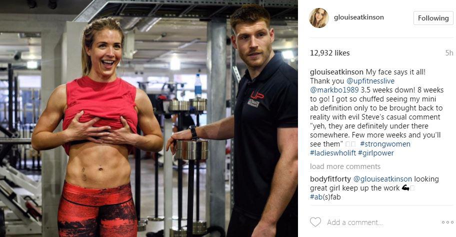 Gemma Atkinson has revealed her impressive abs in a new gym selfie