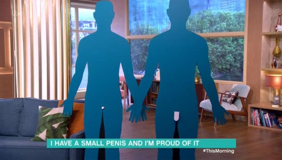  On This Morning, they used a cardboard cut out to represent Ant's resting position penis (left) compared to the average penis size in the UK (right)