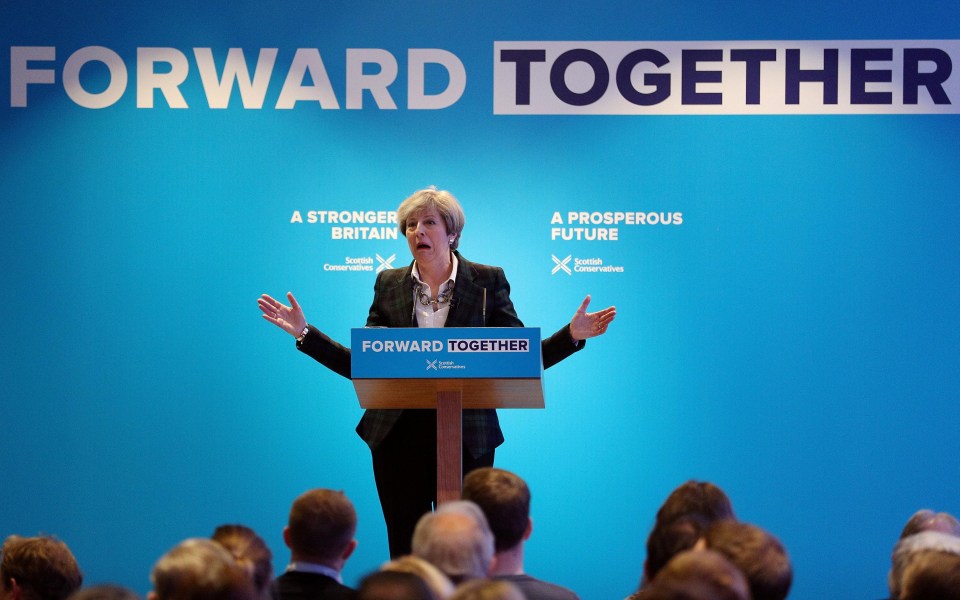 May insisted the UK may be four nations but 'one people' at the Scottish Tory manifesto launch