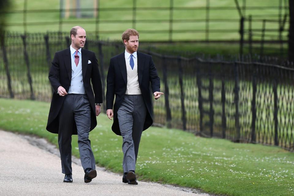  Princes William and Harry arrive for the wedding of Pippa Middleton this morning