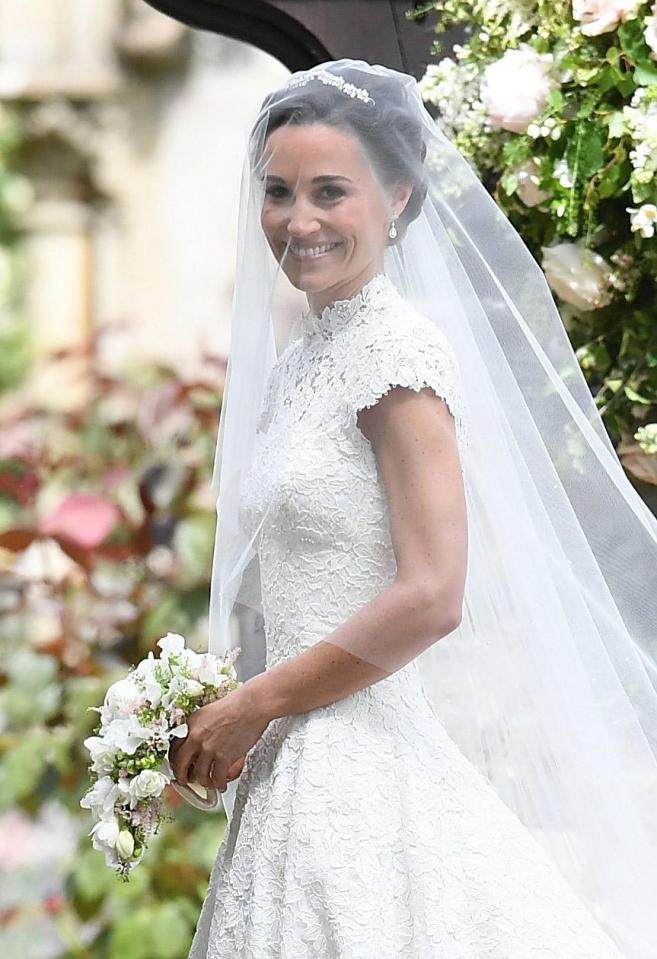  Pippa’s bridal bouquet was made by Lavender Green and included peony, sweetpea, asilbe, freesia, waxflower, green bell and alchemilla mollis