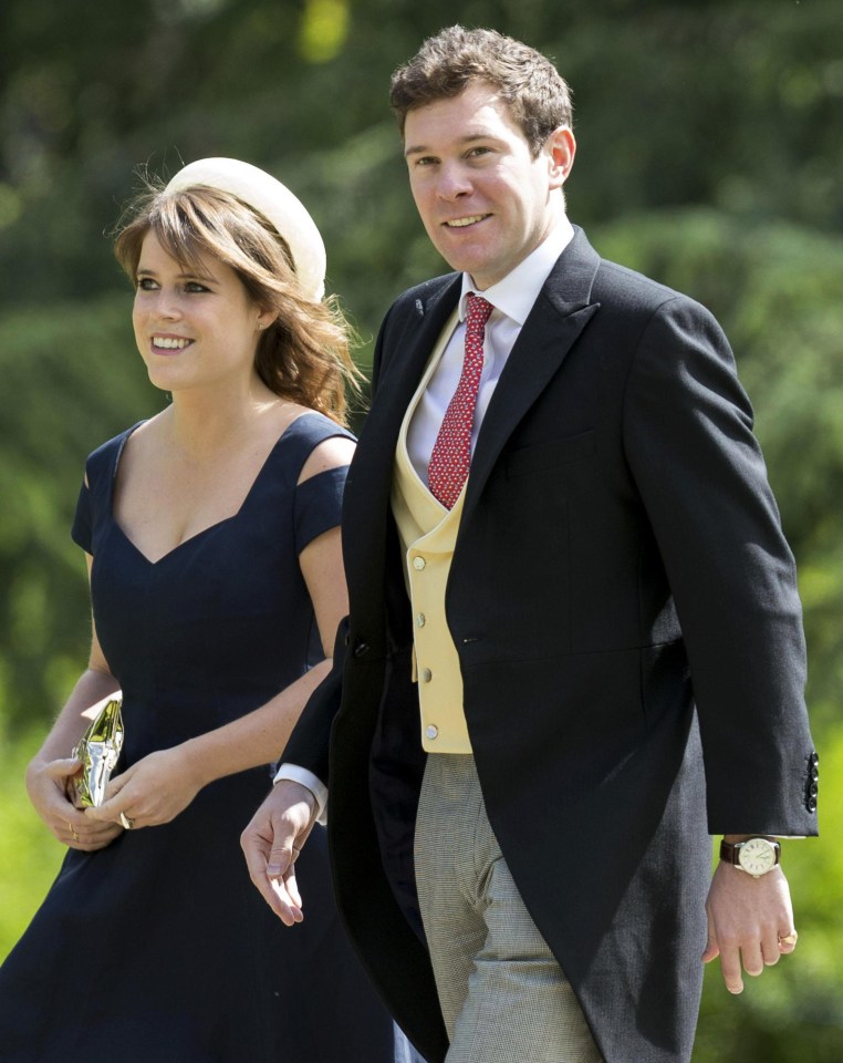 Princess Eugenie was amongst the high-profile congregation and was seen arriving in a chic navy dress with her boyfriend Jack Brooksbank