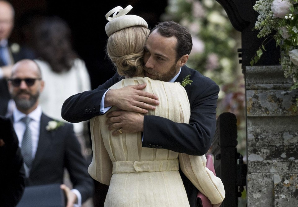 James Middleton was seen embracing girlfriend Donna Air outside of the church. He is said to have made a speech at the afternoon reception