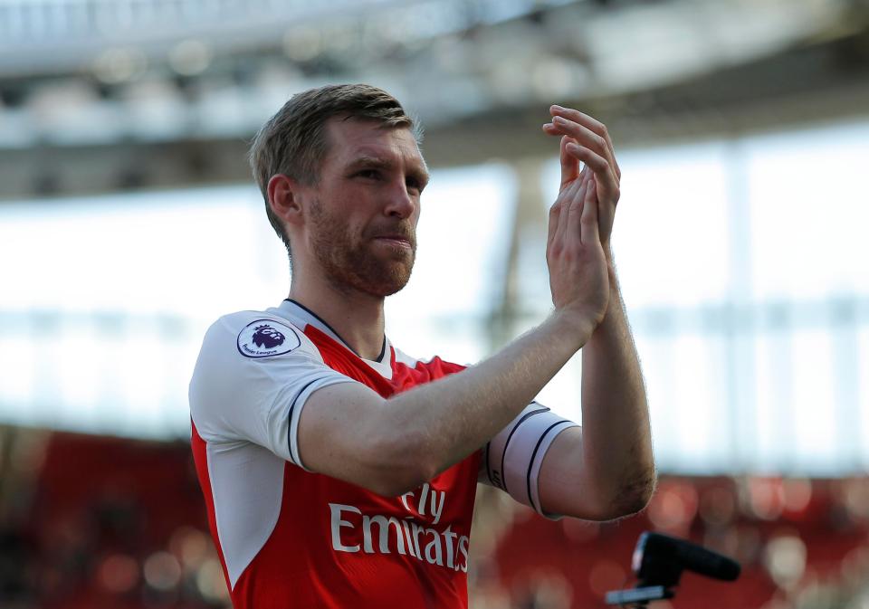  Per Mertesacker came on as a sub - making his first appearance in more than a year