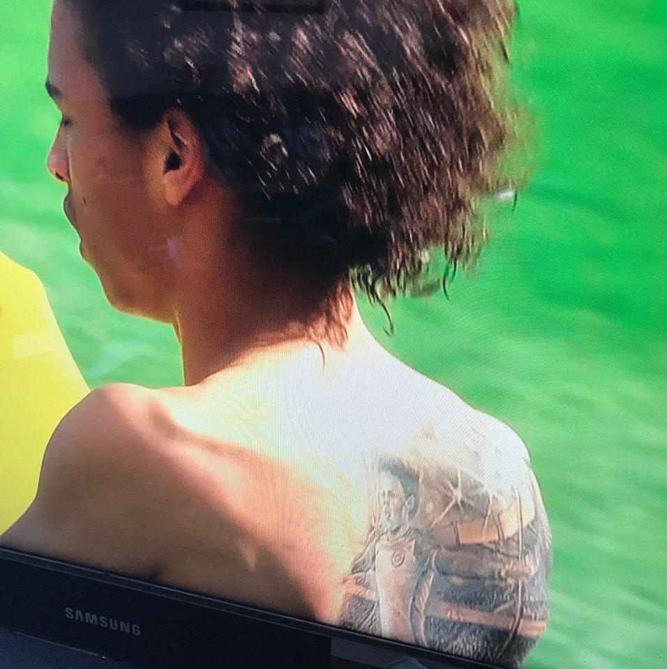  Leroy Sane reveals a tattoo of HIMSELF after Manchester City's win over Watford