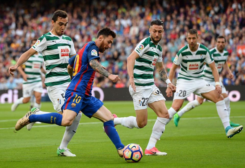 Lionel Messi in action during Barcelona's 4-2 victory over Eibar in La Liga