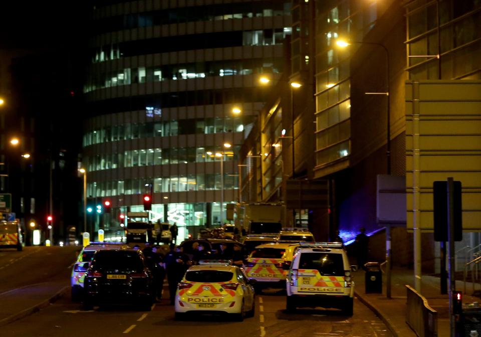 The scene outside the Manchester Arena in the immediate aftermath of the attack