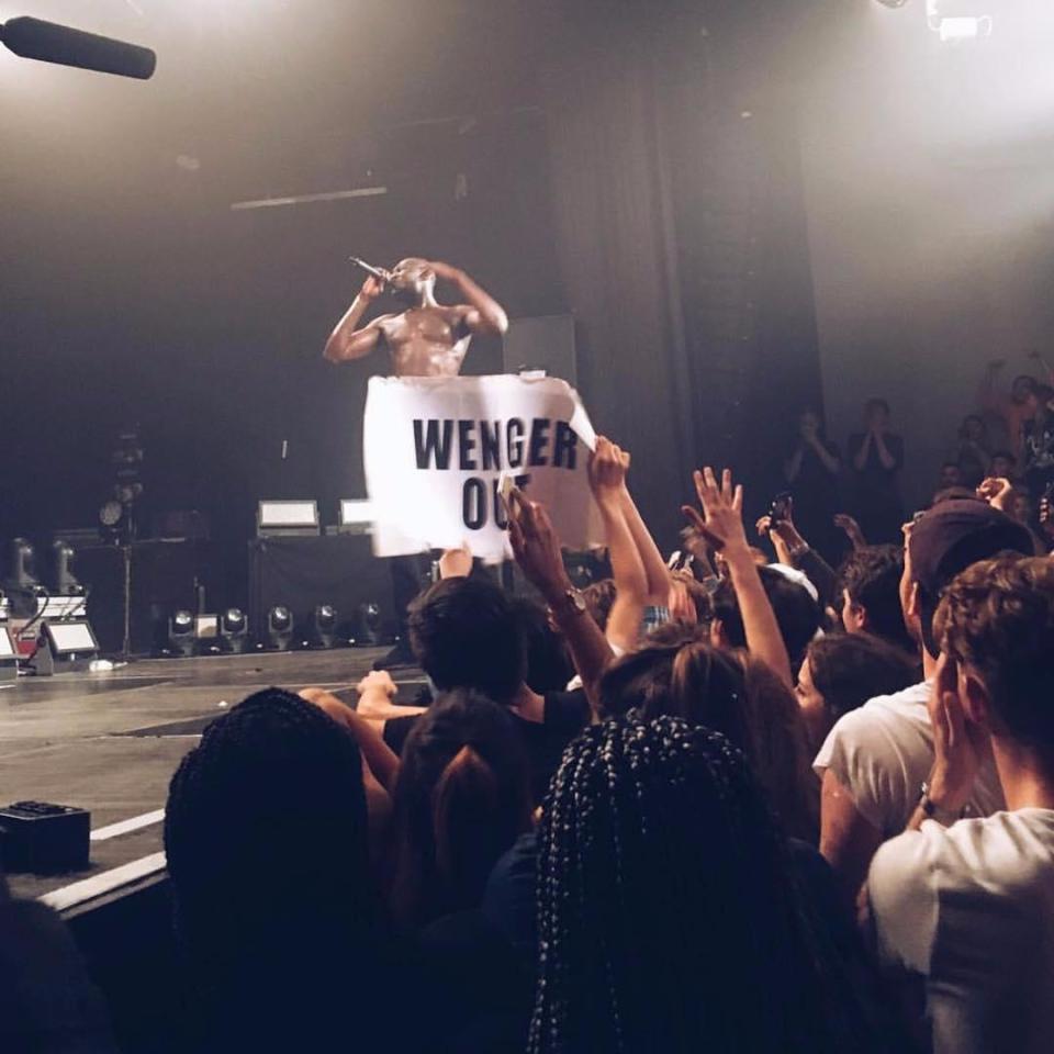 The latest Wenger Out banner has appeared at a Stormzy gig in Holland