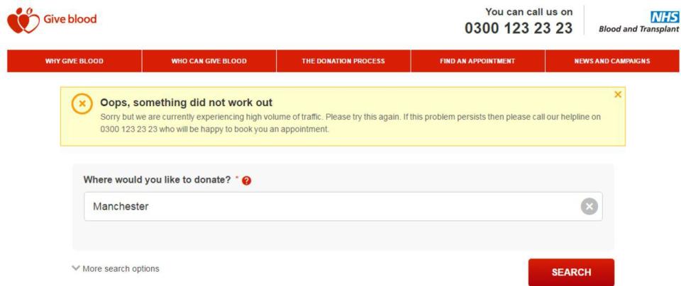 The NHS's blood donation site crashed this morning as Brits desperately tried to find out how they can help victims of the attack