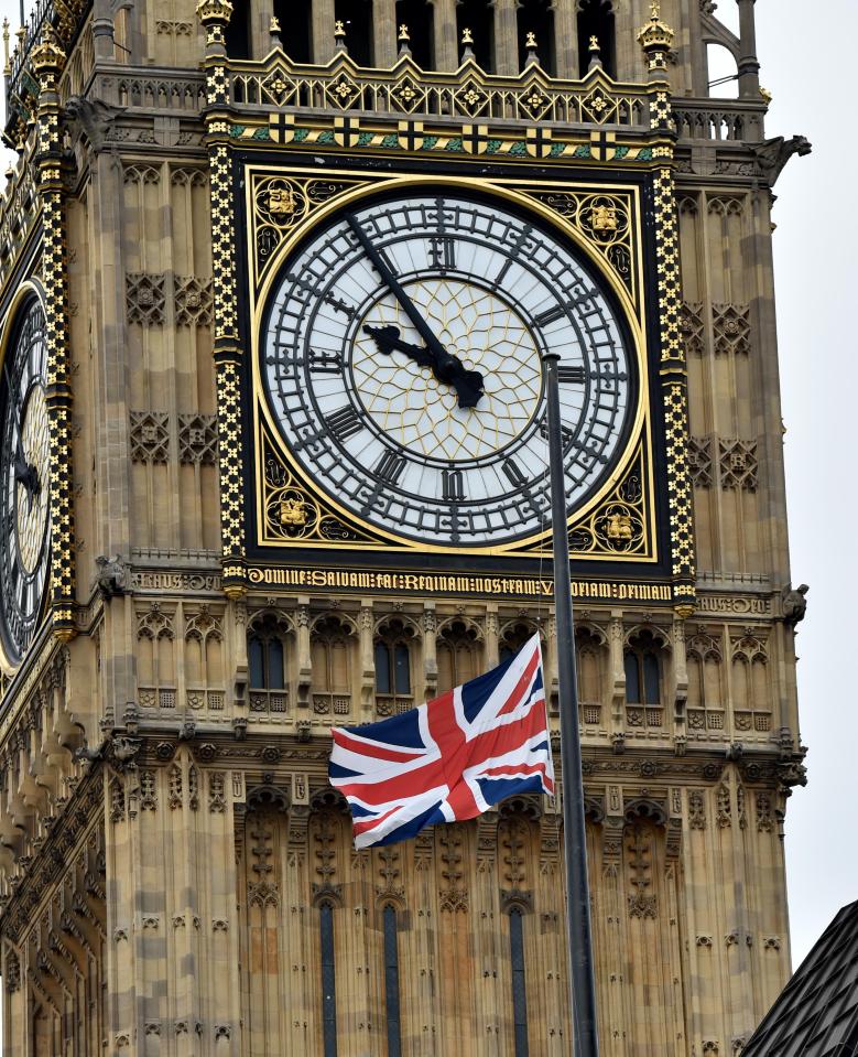  Flags in Westminster outside the Houses of Parliament this morning