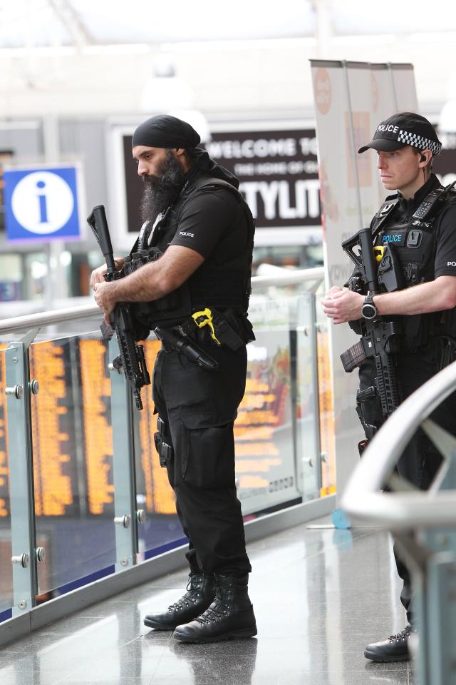 Officers have been patrolling train stations and other transport hubs in the wake of the attack today