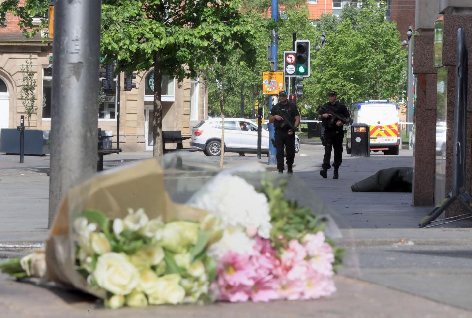 Flowers left close to the arena in Manchester city centre