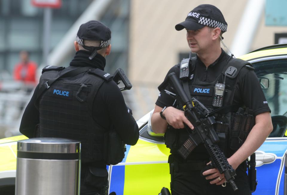 Cops were seen at Manchester Piccadilly station today after the horrific attack at the nearby concert hall