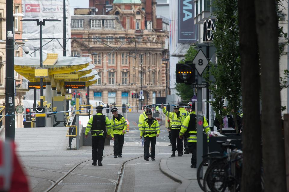 Police cordoned off the area around the centre after the evacuation 