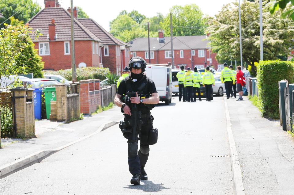 Heavily armed police have been spotted in Manchester 