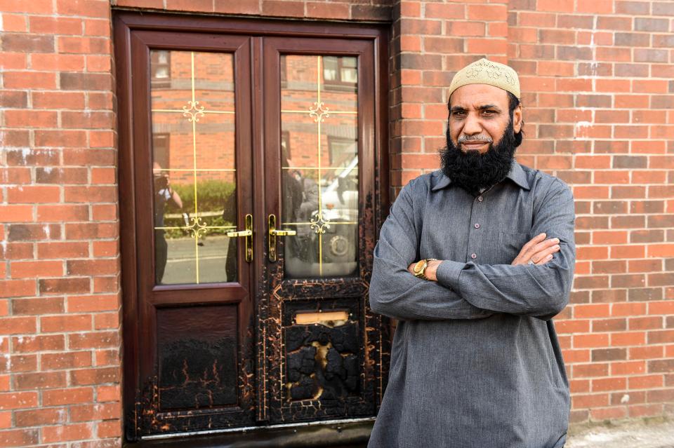  Imam Mohammad Sadiq outside the Jamia Qasmia Zahidia Islamic Centre in Oldham which was targeted by arsonists