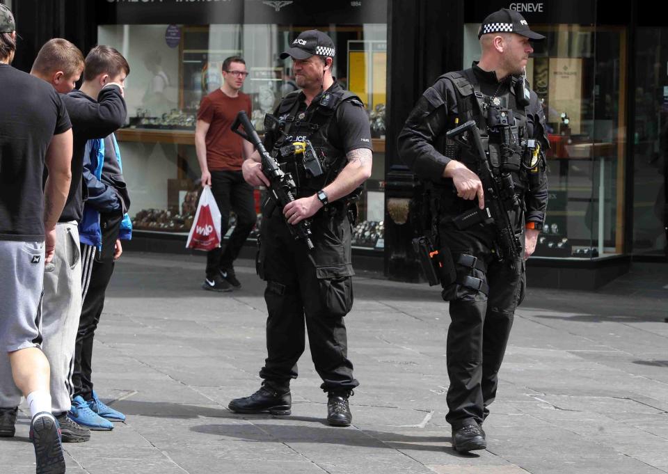  More armed cops are also in Newcastle as Northumbria Police urged the public to remain vigilant