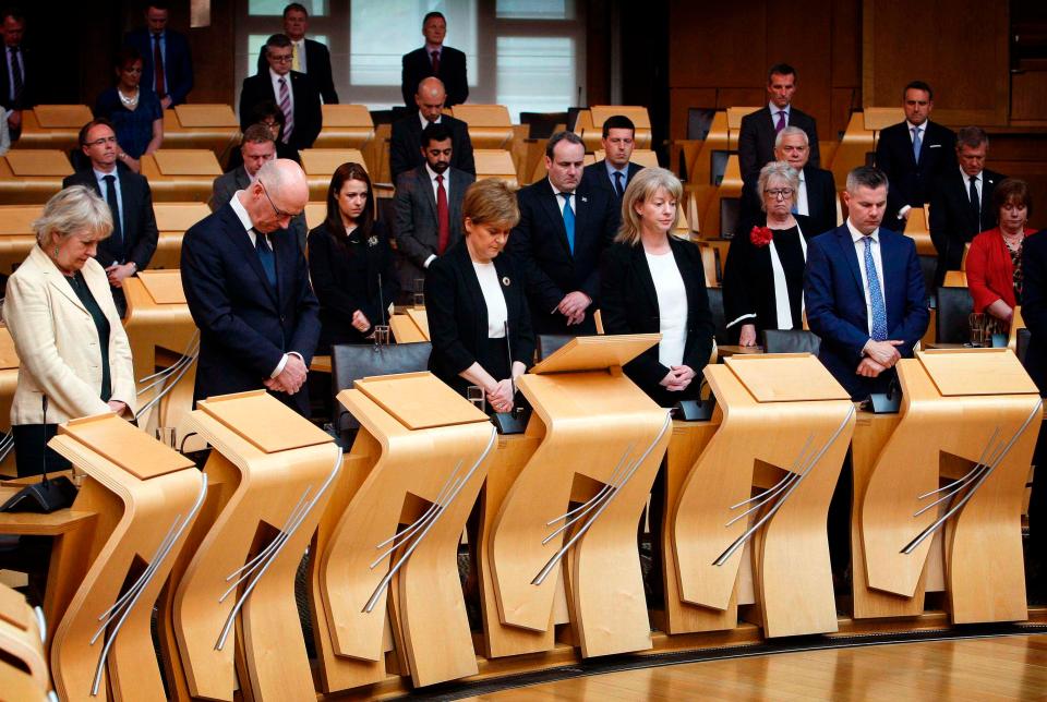  Nicola Sturgeon and other politicians in the Scottish Parliament also held a moment of silence this afternoon