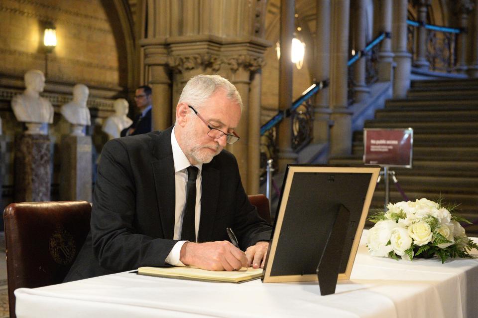  Labour leader Jeremy Corbyn also signed the book at the Town Hall ahead of appearing at a vigil