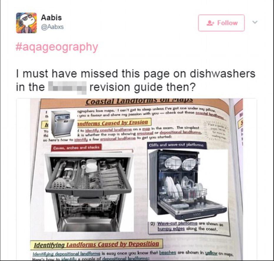  Some students got creative in their angst, and photoshopped images of dishwashers into their textbook