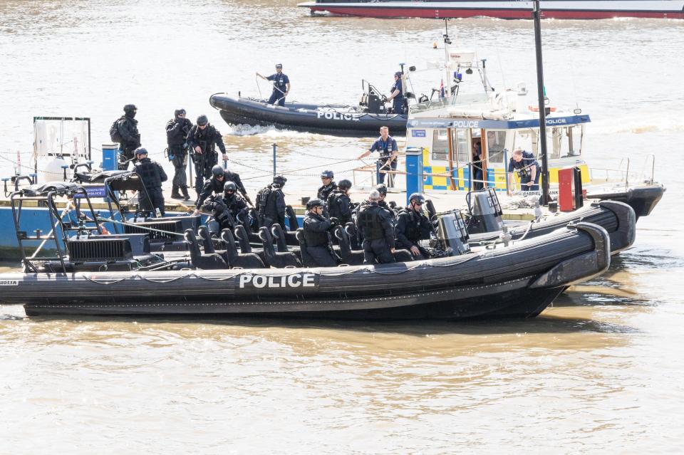  Marine Police Officers from the Metropolitan Police, including some armed officers, board boats this morning