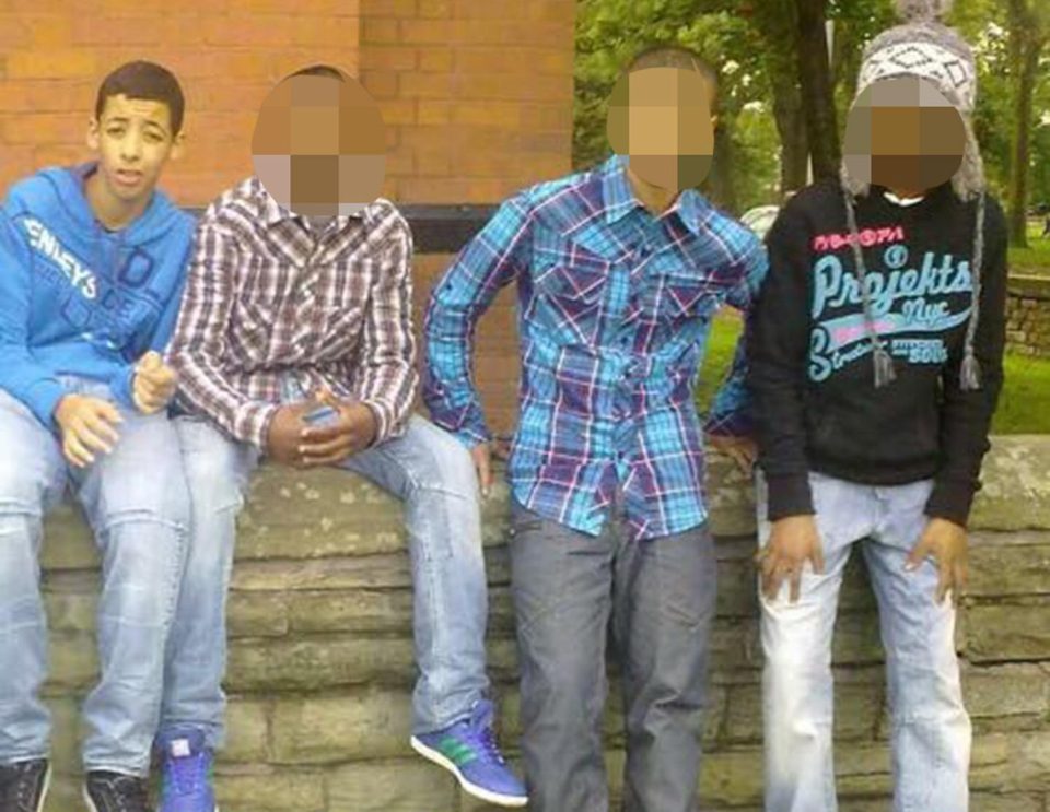 Abedi is pictured with pals as a teenager in the UK 