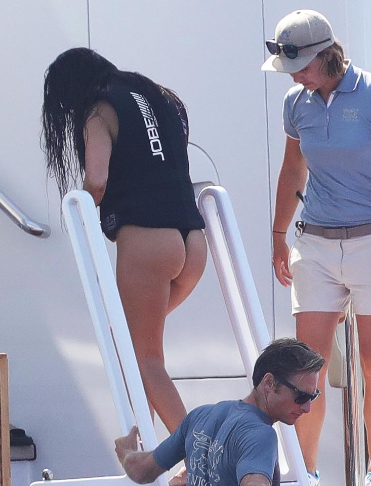  The reality star's swimsuit seemed barely there as she put on her life jacket