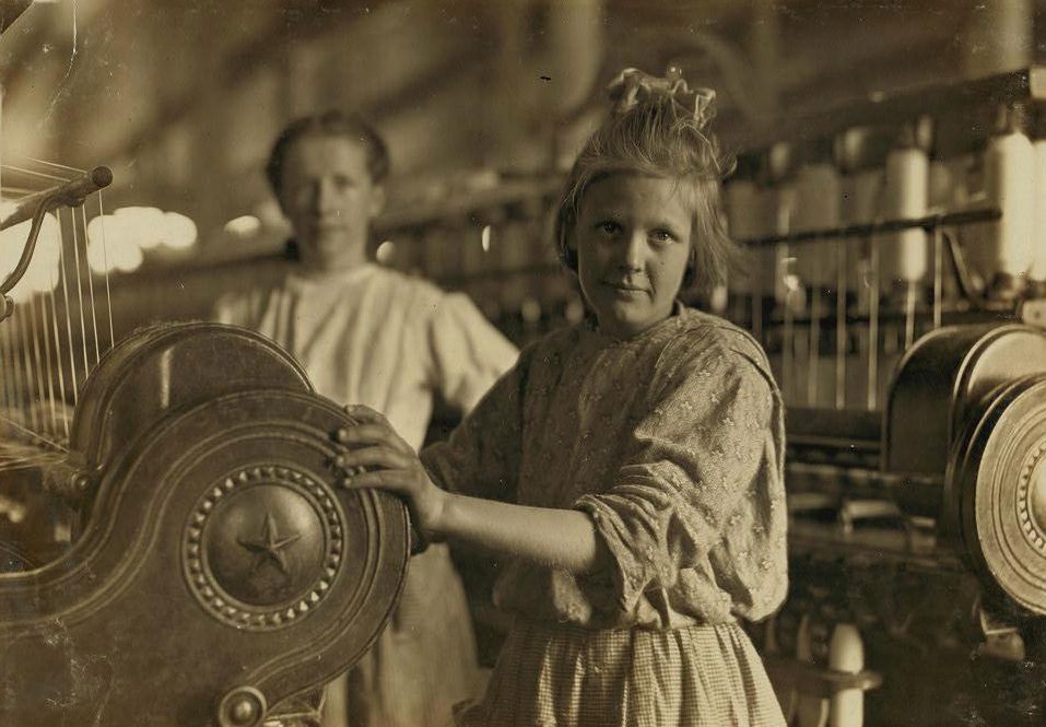  A typical Spinner at Lancaster Cotton Mills, S.C., in 1908 would work long hours for little or no pay