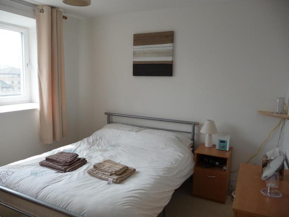 This is the bedroom of the £75-a-night flat in Manchester