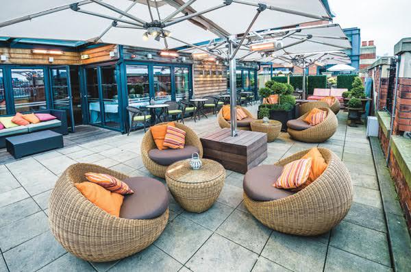  Roof Garden Playground in Manchester has outdoor heating for any unwanted British weather and a BBQ station