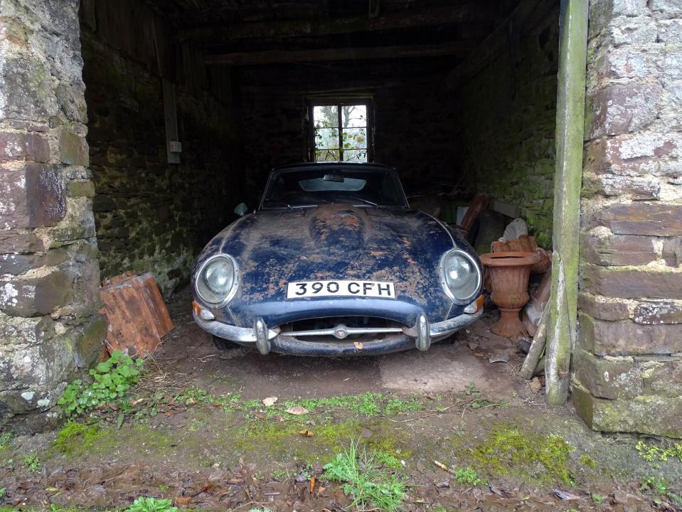 This classic E-Type has been sheltered in a Devon barn since the mid 1980s