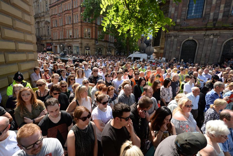  Huge crowds packed out the square that is a short walk from the city's Manchester Evening News Arena