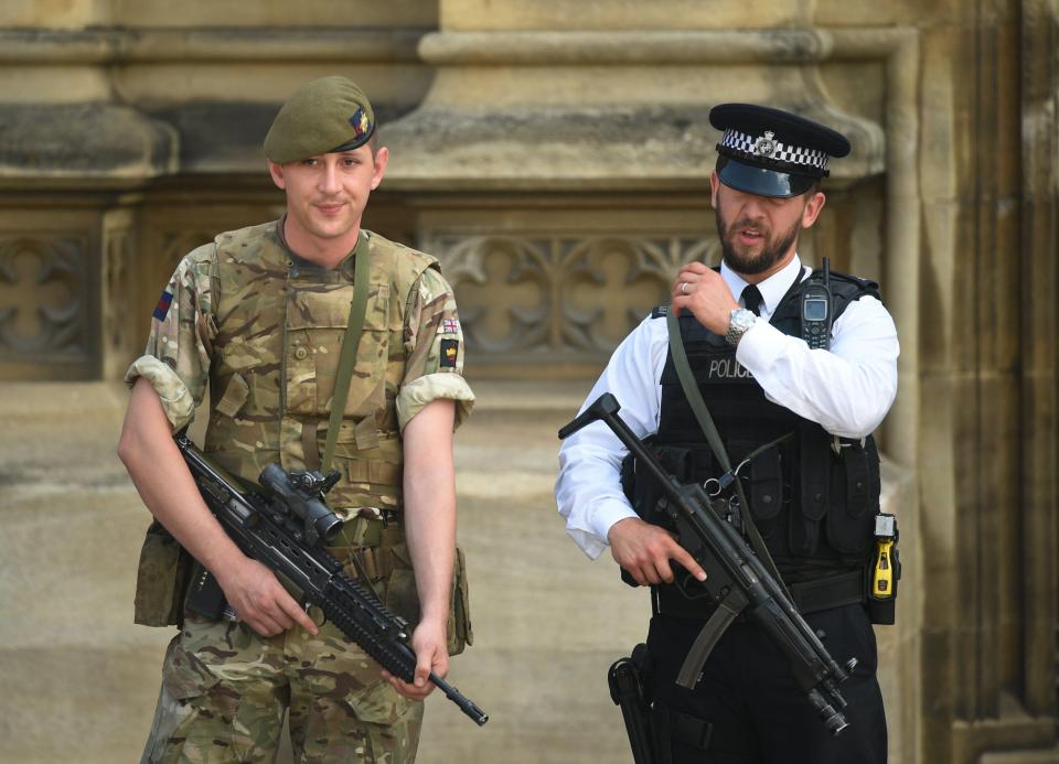  Soldiers joined armed police to guard Westminster and other key areas in London this week