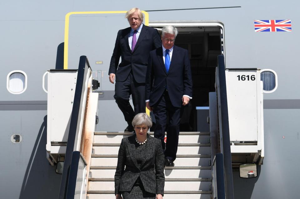  She arrived at the Nato meeting with Foreign Secretary Boris Johnson and Defence Secretary Michael Fallon