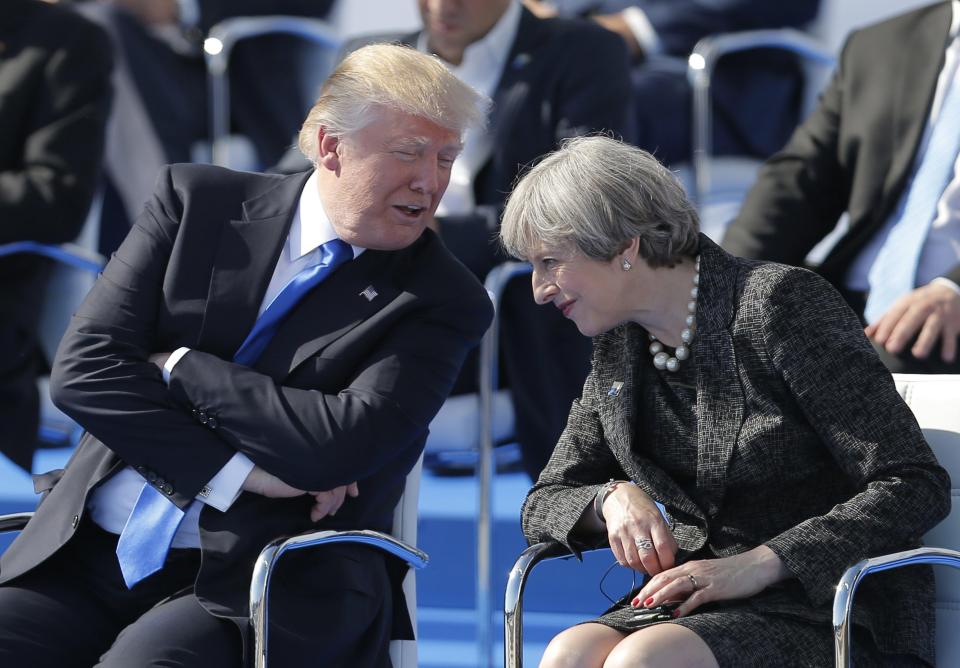  The PM chats with US president Donald Trump at Thursday's NATO summit