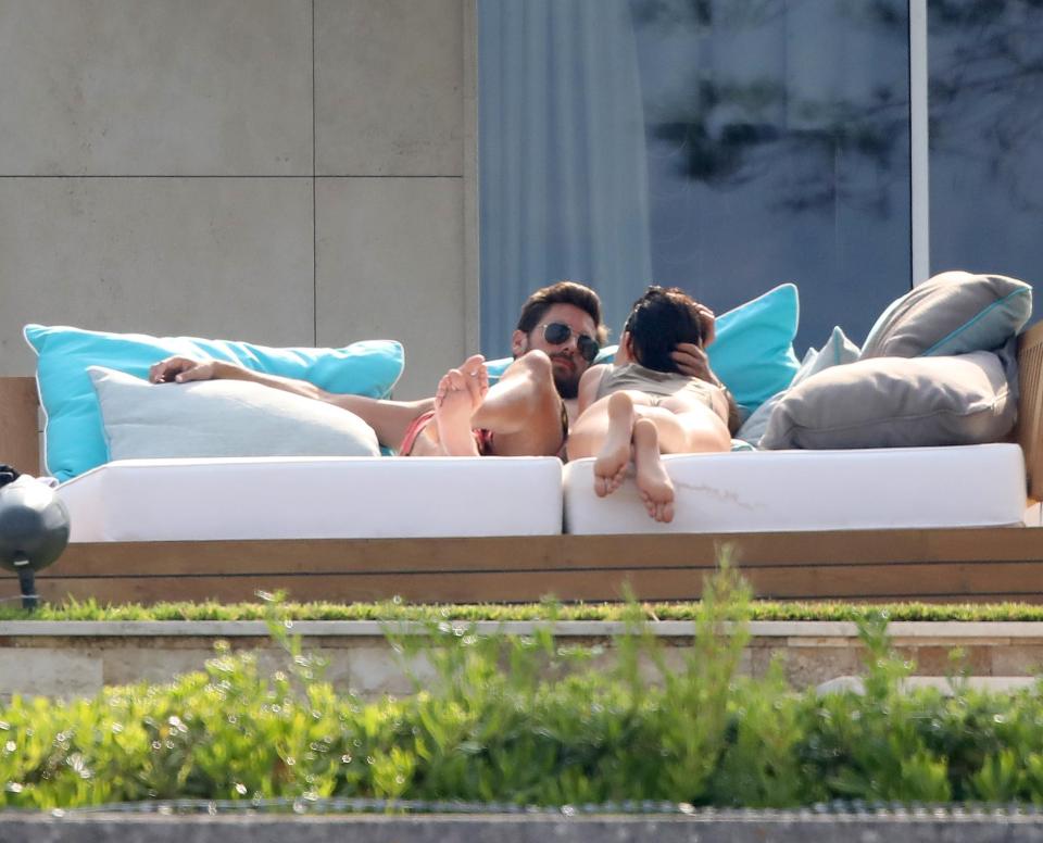  They then relaxed on a sun lounger together, the same spot he had been getting handsy with Bella Thorne the day before