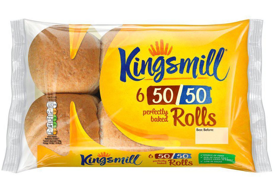  Iceland has two packs of six Kingsmill 50/50 rolls for £1, or 75p each