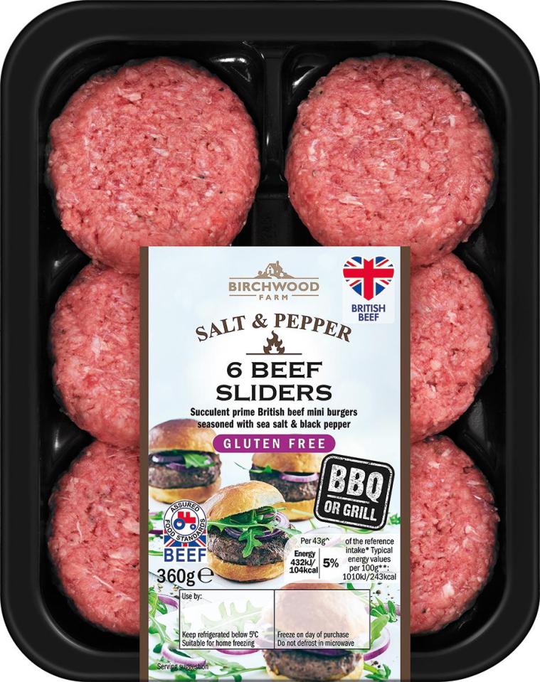  Birchwood Farm 6 Salt & Pepper Beef Sliders, 360g, £1.99 from Lidl