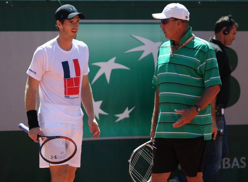  Andy Murray and his coach Ivan Lendl on the practice courts in Paris