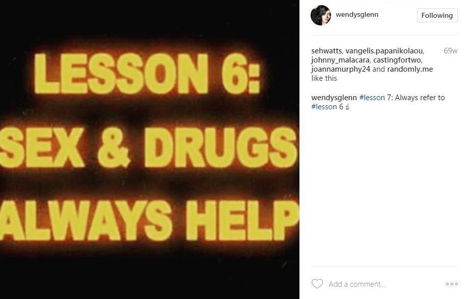 Sheridan's inseparable pal promotes a drug inspired motto on her Instagram 